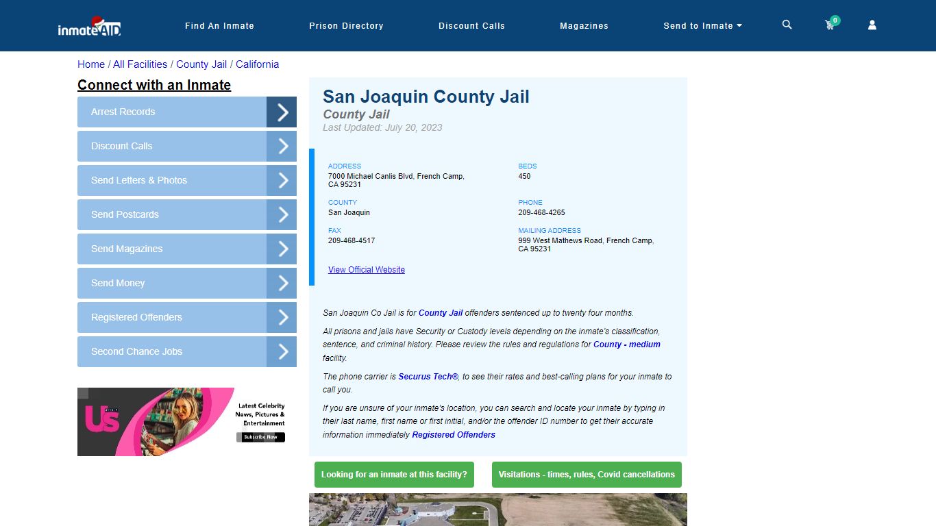 San Joaquin County Jail - Inmate Locator - French Camp, CA